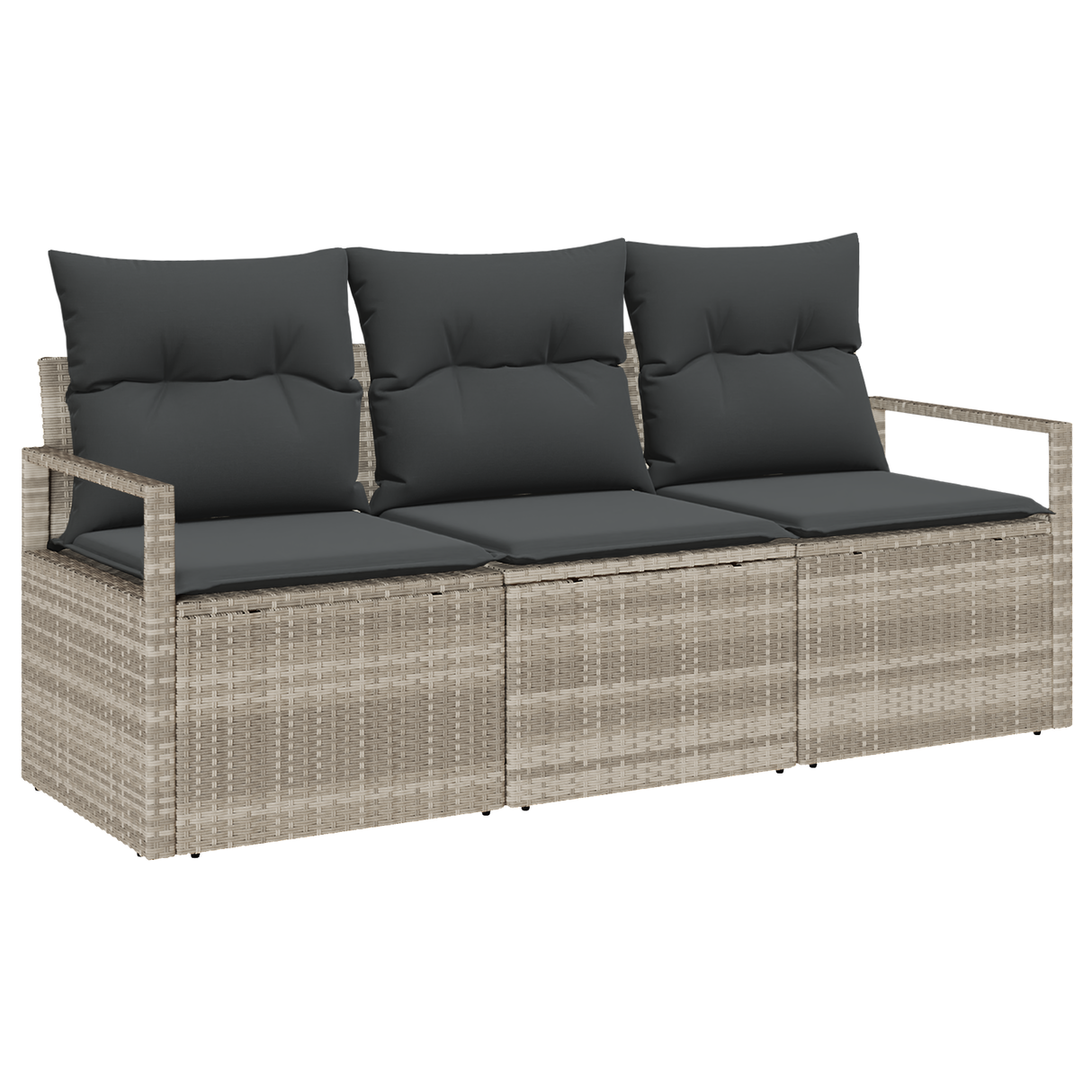 3 Piece Garden Sofa Set with Cushions Light Grey Poly Rattan