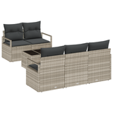 6 Piece Garden Sofa Set with Cushions Light Grey Poly Rattan