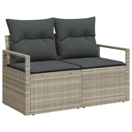 7 Piece Garden Sofa Set with Cushions Light Grey Poly Rattan