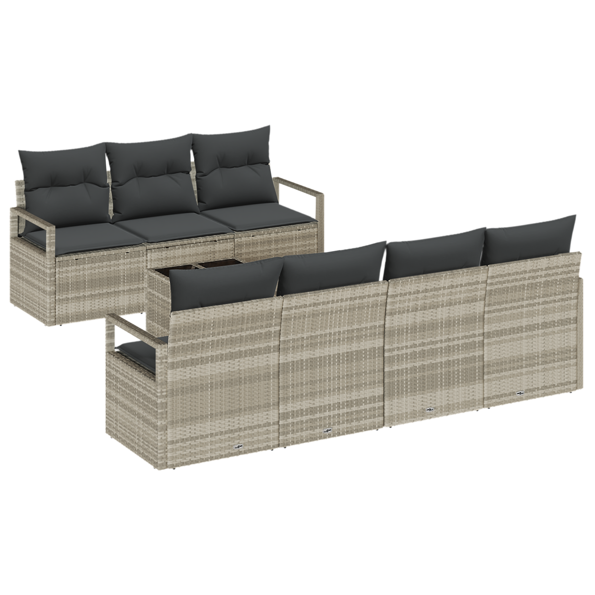 8 Piece Garden Sofa Set with Cushions Light Grey Poly Rattan