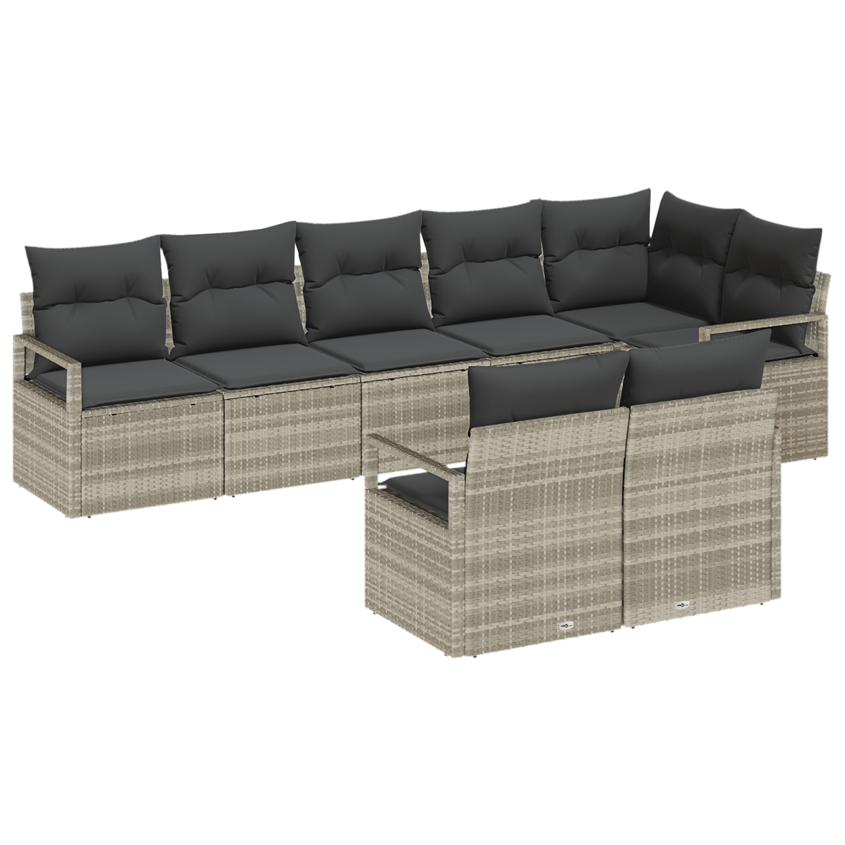 8 Piece Garden Sofa Set with Cushions Light Grey Poly Rattan
