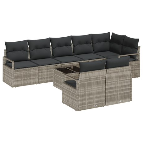 9 Piece Garden Sofa Set with Cushions Grey Poly Rattan