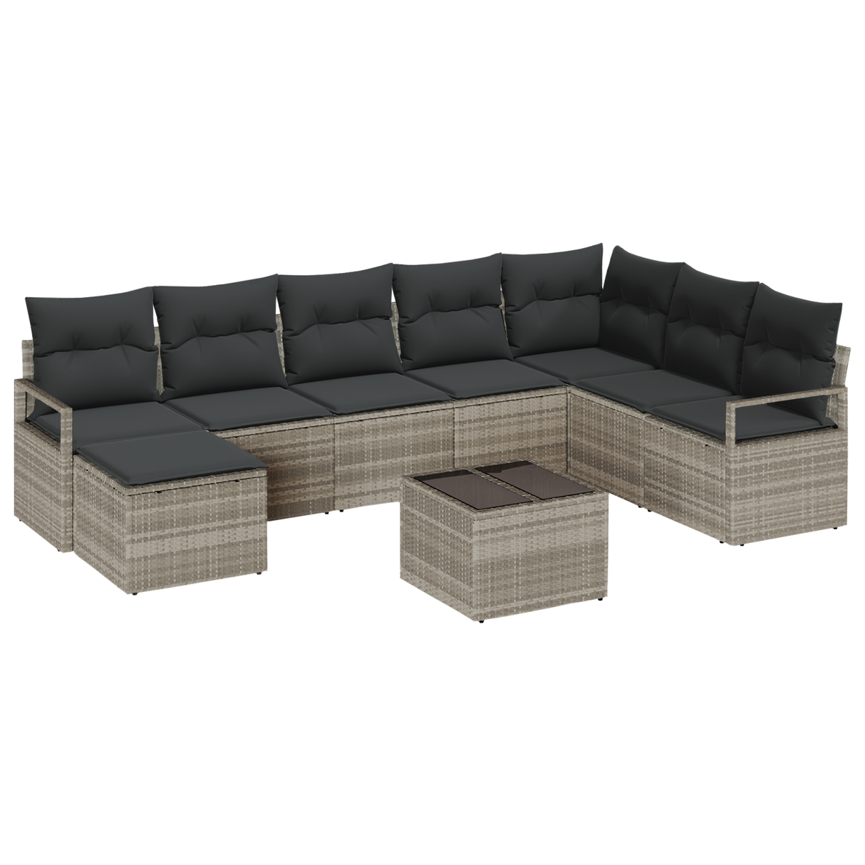 8 Piece Garden Sofa Set with Cushions Grey Poly Rattan