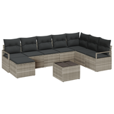 8 Piece Garden Sofa Set with Cushions Grey Poly Rattan