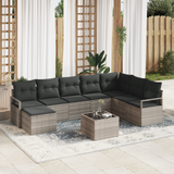 8 Piece Garden Sofa Set with Cushions Grey Poly Rattan