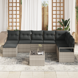 8 Piece Garden Sofa Set with Cushions Grey Poly Rattan