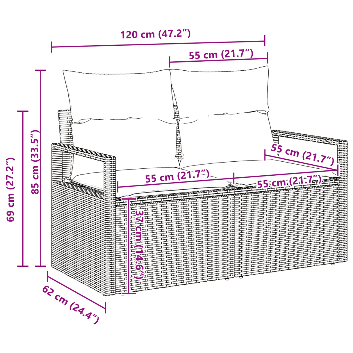 8 Piece Garden Sofa Set with Cushions Grey Poly Rattan