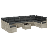 11 Piece Garden Sofa Set with Cushions Grey Poly Rattan