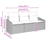 3 Piece Garden Sofa Set with Cushions Light Grey Poly Rattan