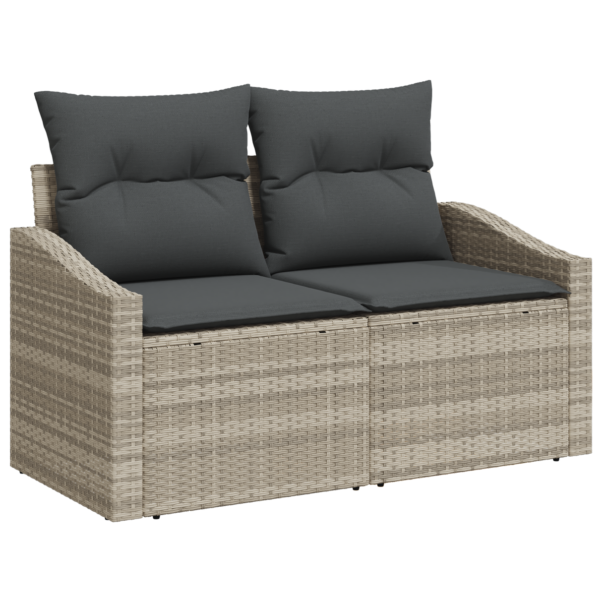 8 Piece Garden Sofa Set with Cushions Light Grey Poly Rattan