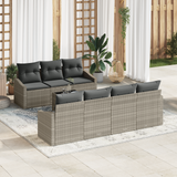 8 Piece Garden Sofa Set with Cushions Light Grey Poly Rattan