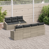 8 Piece Garden Sofa Set with Cushions Light Grey Poly Rattan