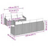 8 Piece Garden Sofa Set with Cushions Light Grey Poly Rattan
