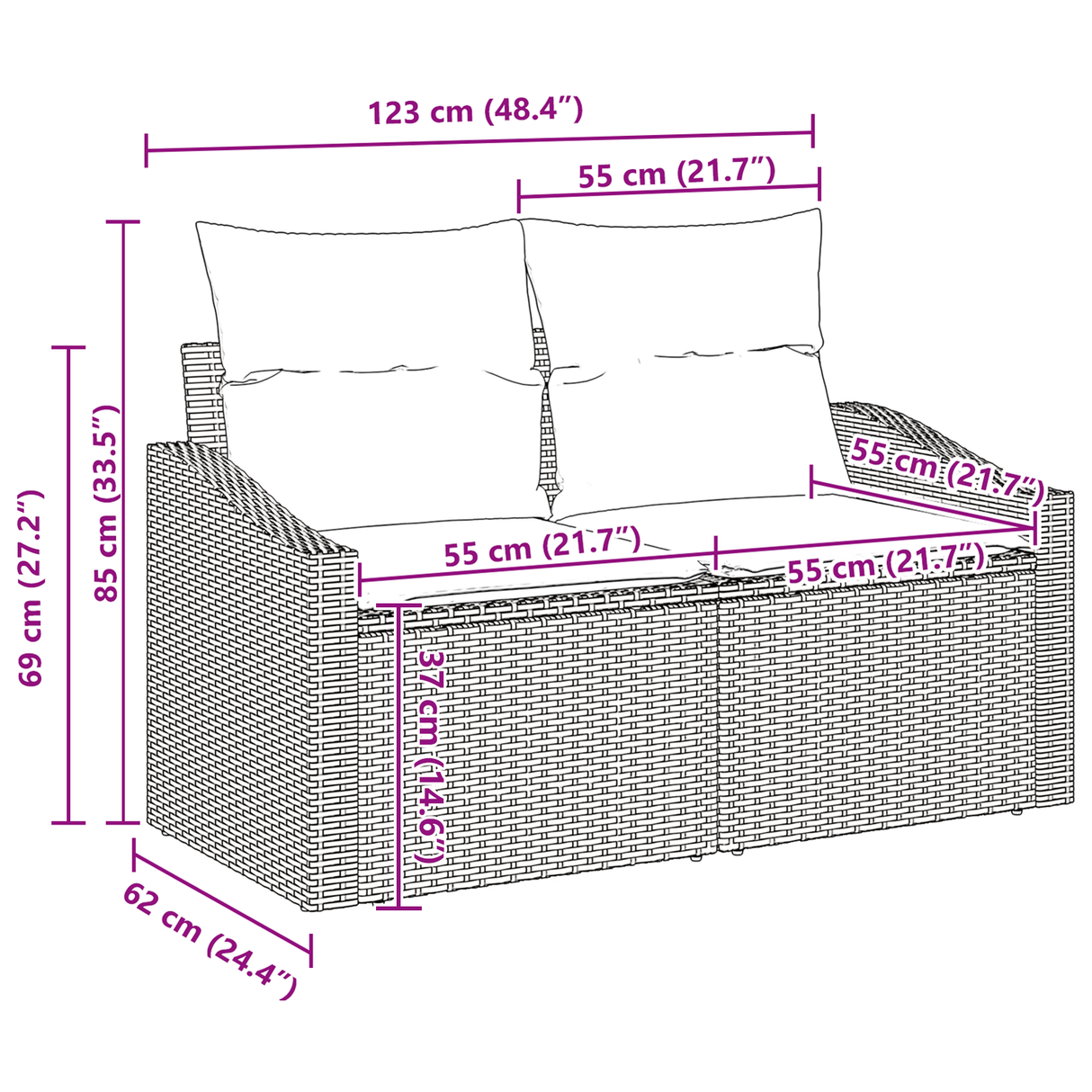8 Piece Garden Sofa Set with Cushions Light Grey Poly Rattan