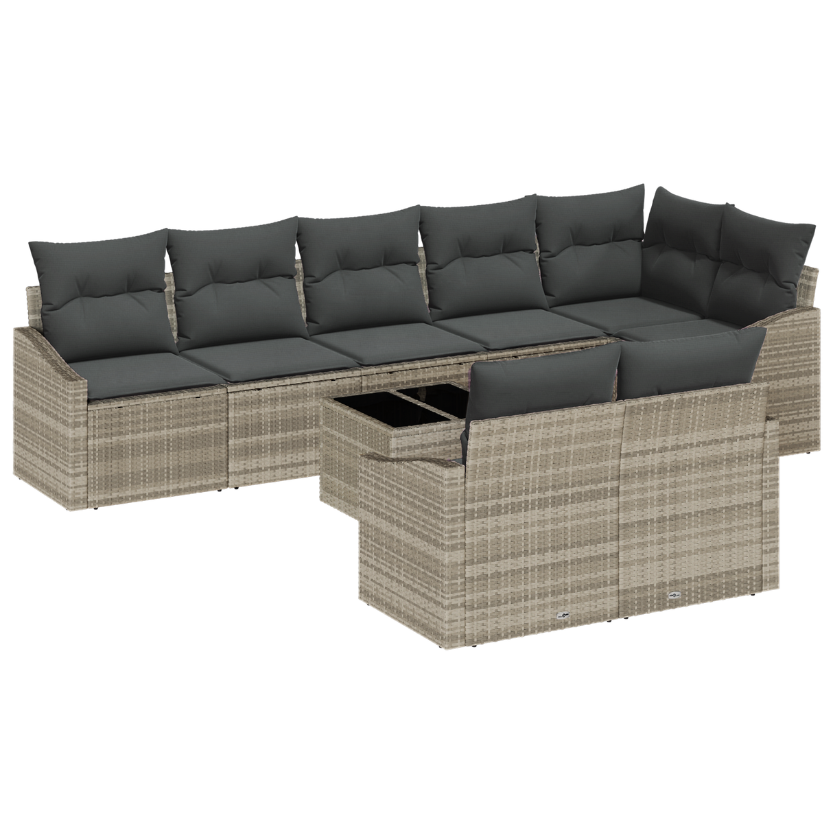 9 Piece Garden Sofa Set with Cushions Grey Poly Rattan