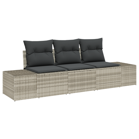 3 Piece Garden Sofa Set with Cushions Light Grey Poly Rattan