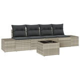 5 Piece Garden Sofa Set with Cushions Light Grey Poly Rattan