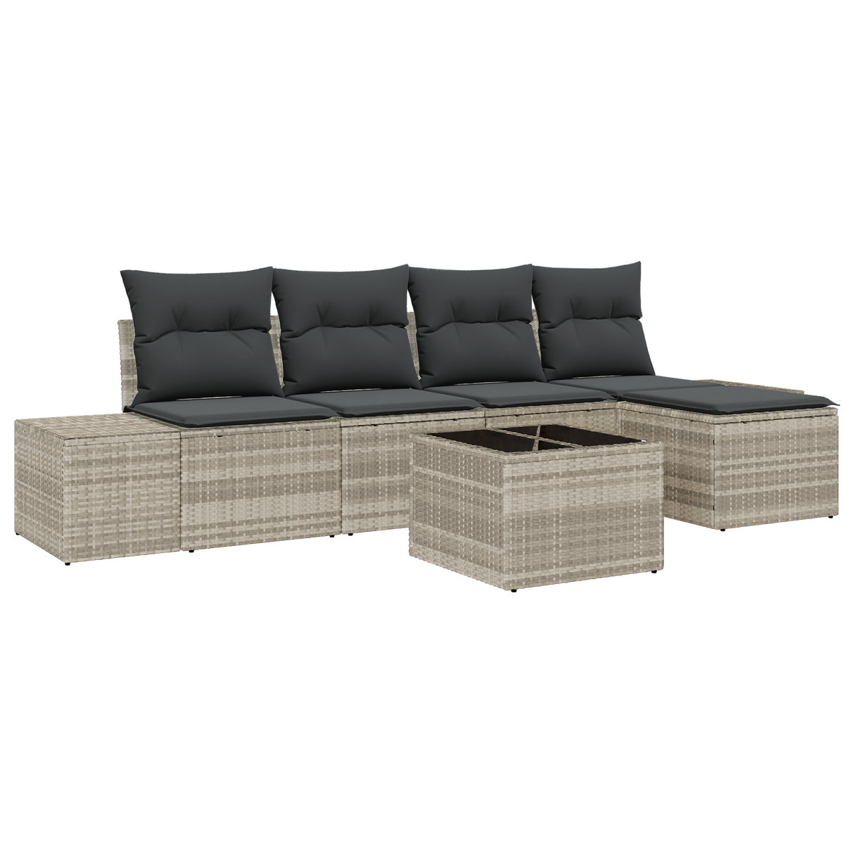 6 Piece Garden Sofa Set with Cushions Grey Poly Rattan