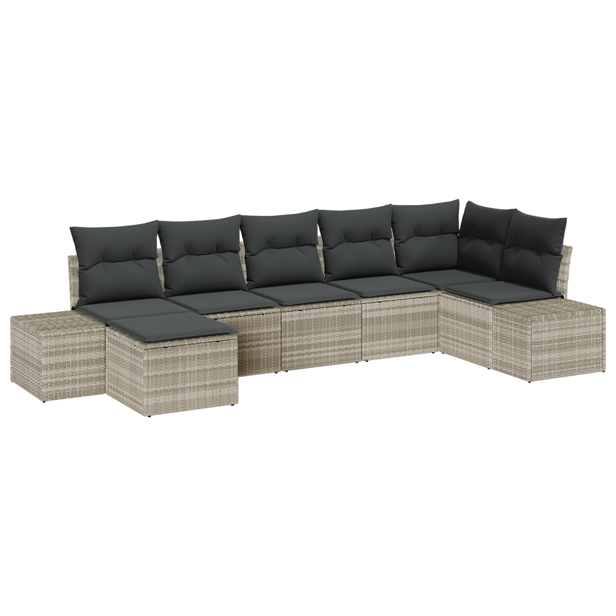 7 Piece Garden Sofa Set with Cushions Light Grey Poly Rattan
