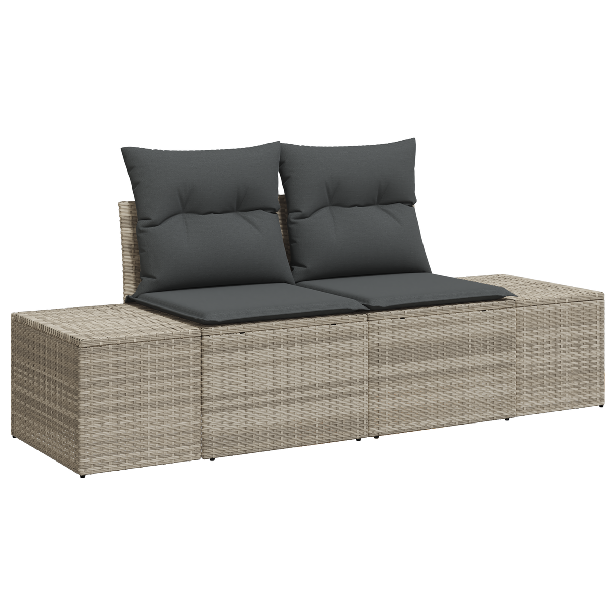 7 Piece Garden Sofa Set with Cushions Light Grey Poly Rattan