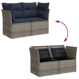 Garden Sofa Grey and navy 124 x 62 x 69 cm Poly rattan