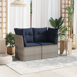 Garden Sofa Grey and navy 124 x 62 x 69 cm Poly rattan