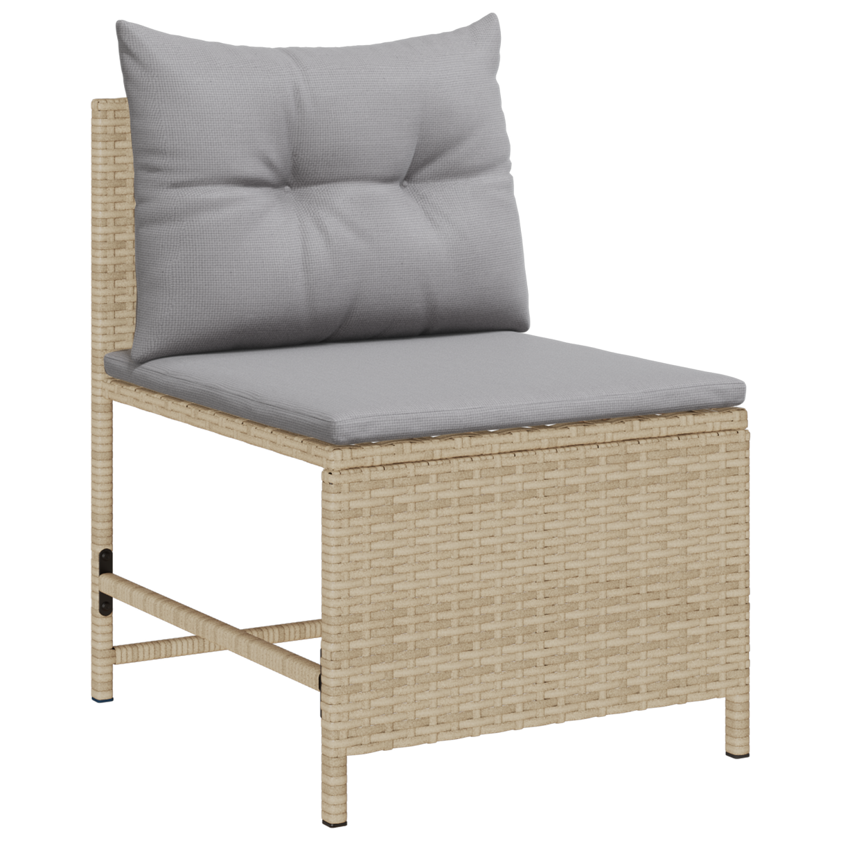 Outdoor Sofa Set Beige and Light Grey Rattan, Fabric Standard