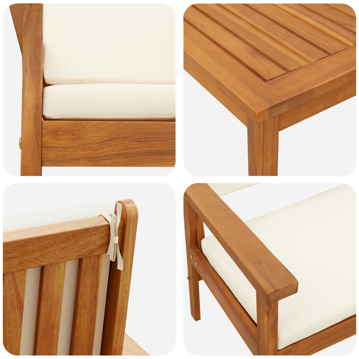 Garden Sofa Set 3 pcs Brown 45 x 45 x 38cm Solid Acacia wood