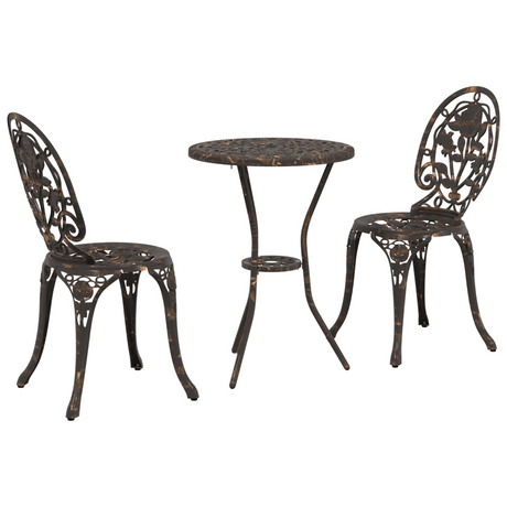 3 Piece Garden Bistro Set Bronze Cast Aluminium