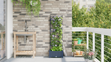 Garden Planter with Trellis Grey 40 x 40 x 125.5 cm PP