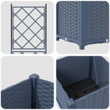 Garden Planter with Trellis Grey 40 x 40 x 143 cm PP