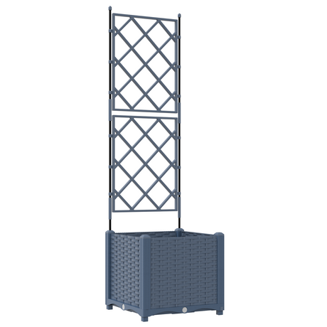 Garden Planter with Trellis Grey 40 x 40 x 143 cm PP