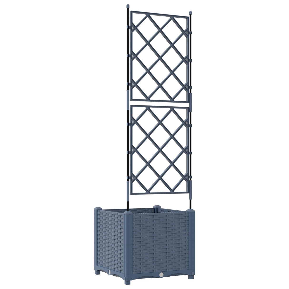 Garden Planter with Trellis Grey 40 x 40 x 143 cm PP