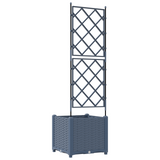 Garden Planter with Trellis Grey 40 x 40 x 143 cm PP