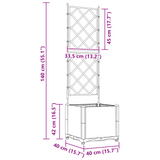 Garden Planter with Trellis Grey 40 x 40 x 143 cm PP
