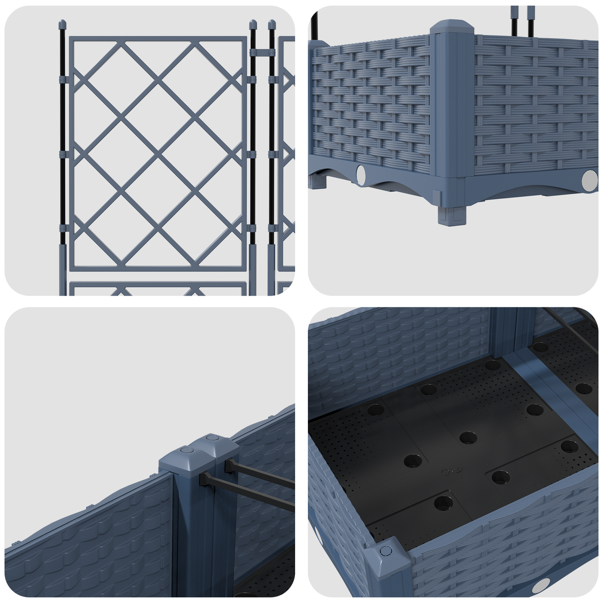 Garden Planter with Trellis Grey 80 x 40 x 125.5 cm PP