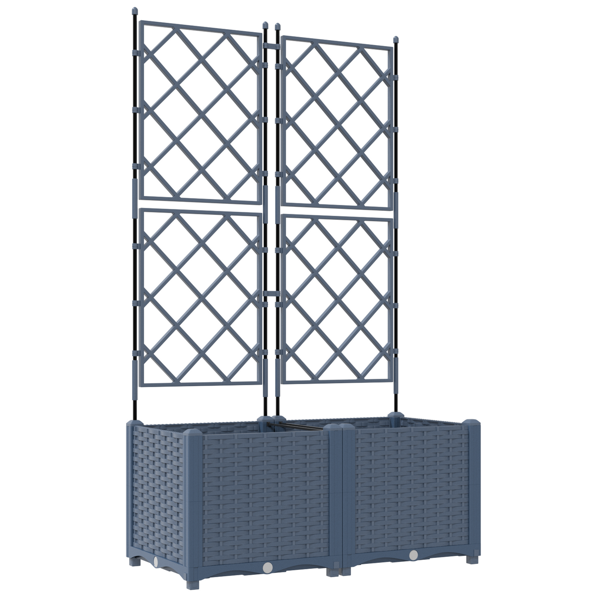 Garden Planter with Trellis 2 pcs Grey 80 x 40 x 143 cm PP