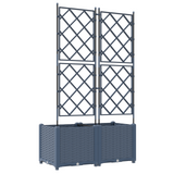 Garden Planter with Trellis 2 pcs Grey 80 x 40 x 143 cm PP