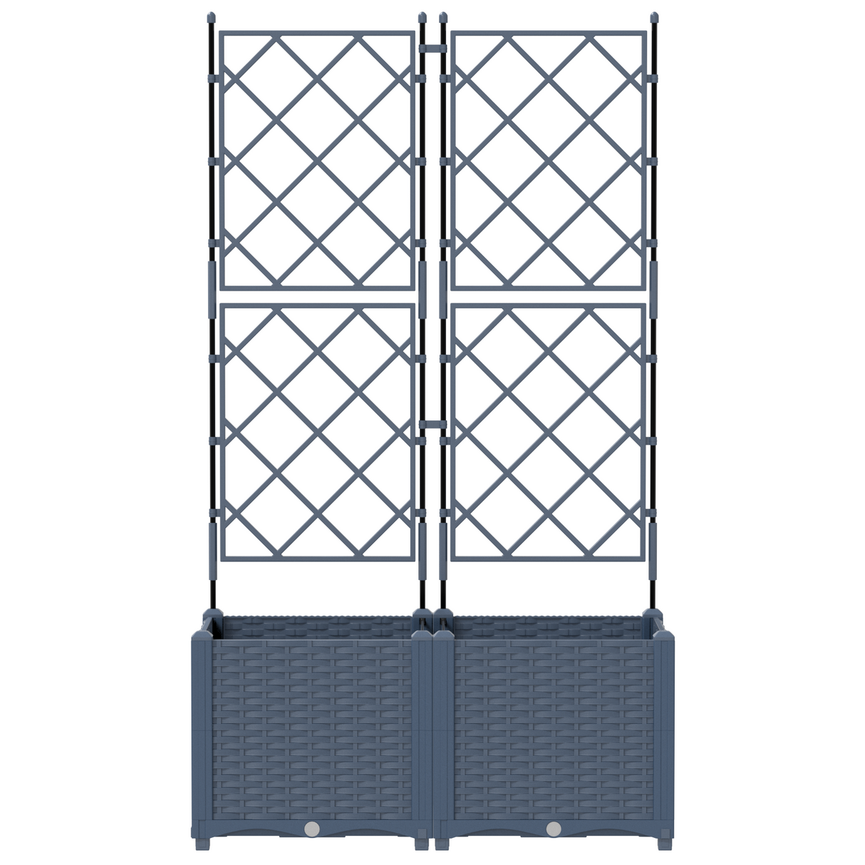 Garden Planter with Trellis 2 pcs Grey 80 x 40 x 143 cm PP