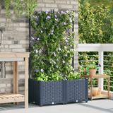 Garden Planter with Trellis 2 pcs Grey 80 x 40 x 143 cm PP