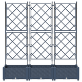 Garden Planter with Trellis 3 pcs Grey 120 x 40 x 125.5 cm PP