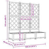 Garden Planter with Trellis 3 pcs Grey 120 x 40 x 125.5 cm PP