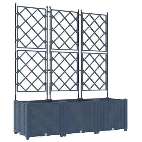 Garden Planter with Trellis 3 pcs Grey 120 x 40 x 143 cm PP