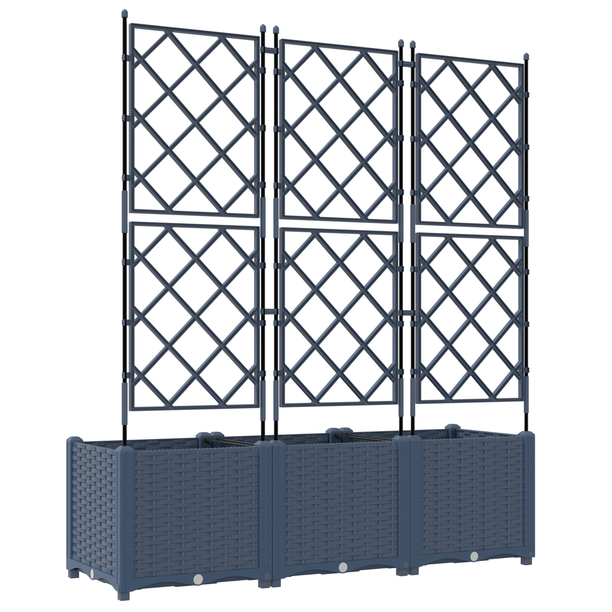 Garden Planter with Trellis 3 pcs Grey 120 x 40 x 143 cm PP