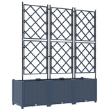 Garden Planter with Trellis 3 pcs Grey 120 x 40 x 143 cm PP