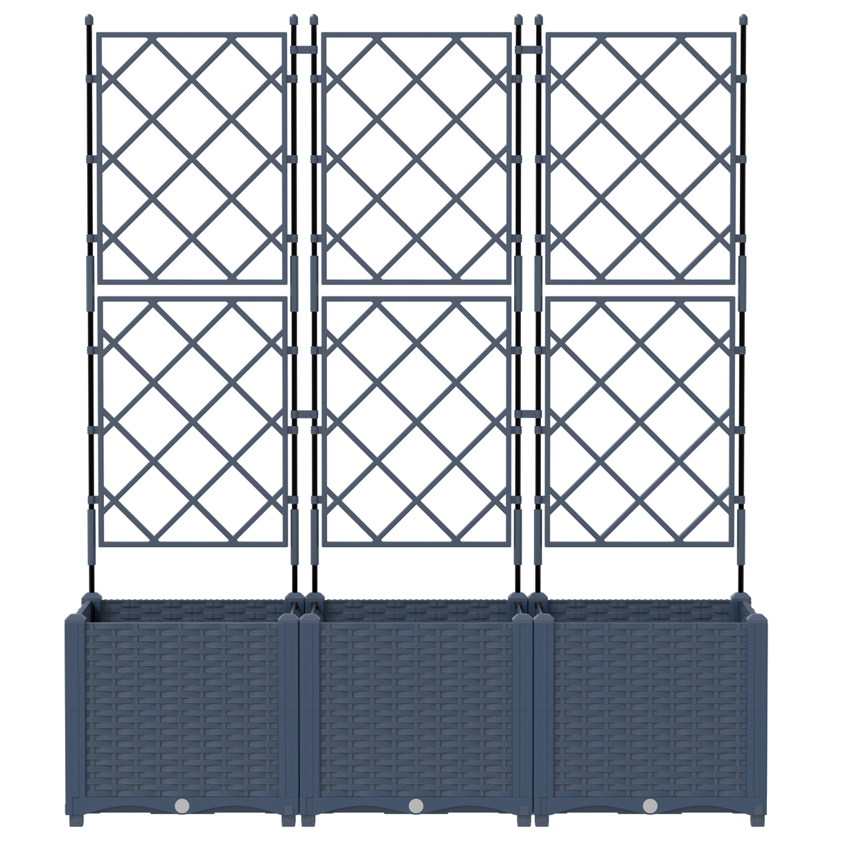 Garden Planter with Trellis 3 pcs Grey 120 x 40 x 143 cm PP