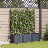 Garden Planter with Trellis 3 pcs Grey 120 x 40 x 143 cm PP