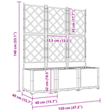 Garden Planter with Trellis 3 pcs Grey 120 x 40 x 143 cm PP