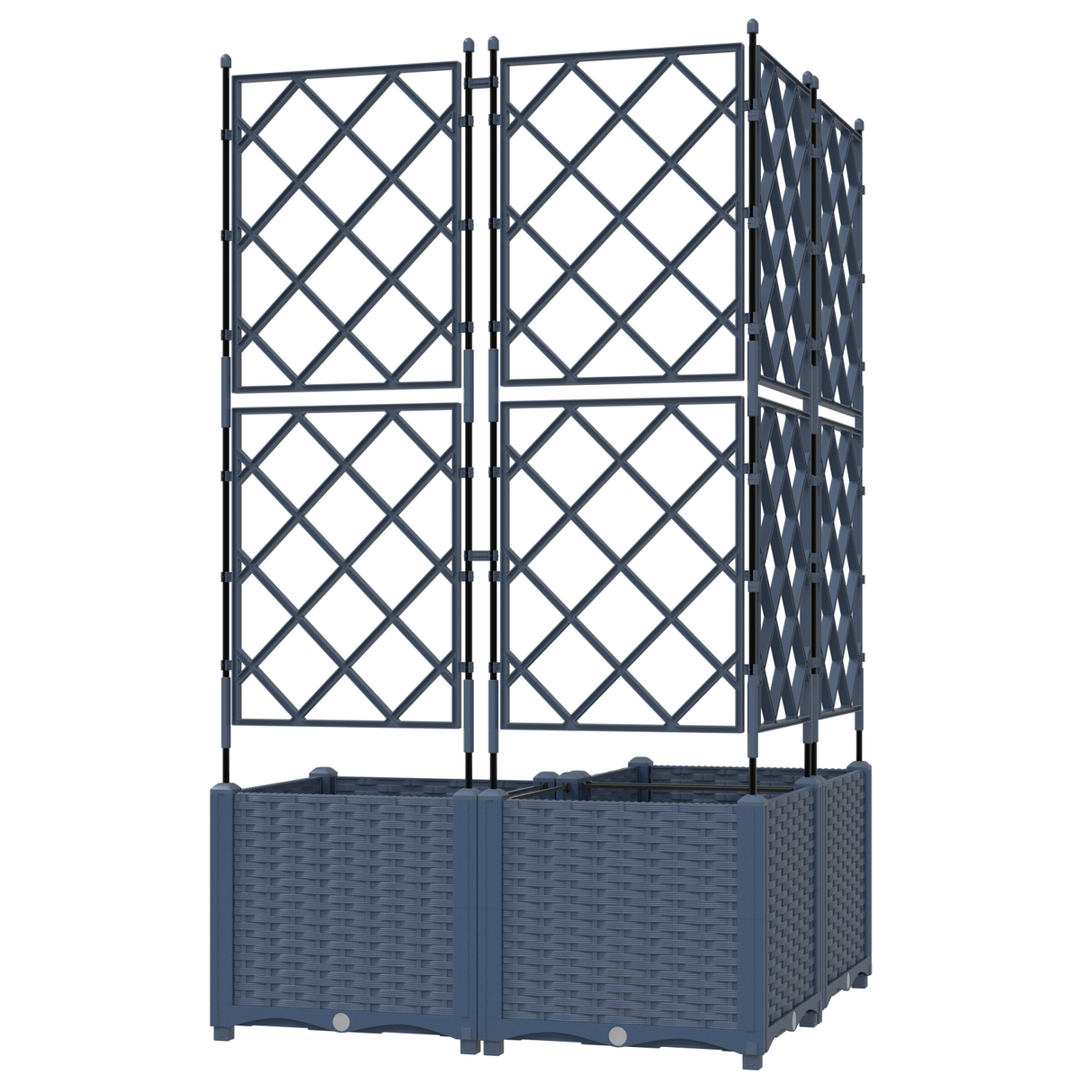 Garden Planter with Trellis 3 pcs Grey 80 x 80 x 143 cm PP