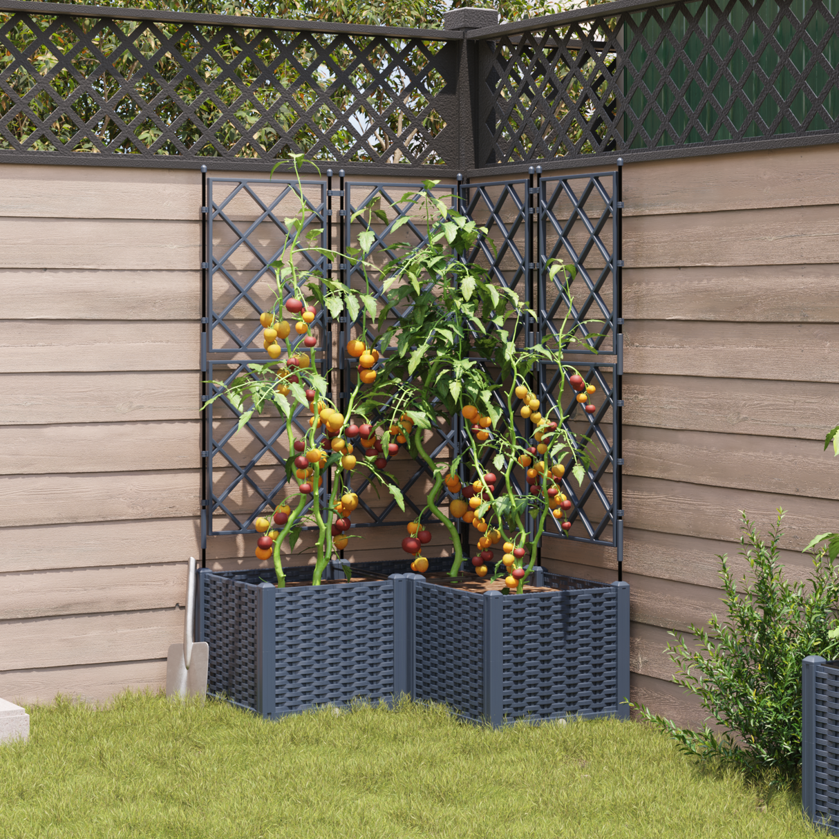 Garden Planter with Trellis 3 pcs Grey 80 x 80 x 143 cm PP